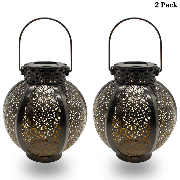 Cross-Border E-Commerce New Solar Wrought Iron Hanging Lamp Outdoor Garden Lamp Waterproof Villa Decoration Chandelier Landscape Lantern