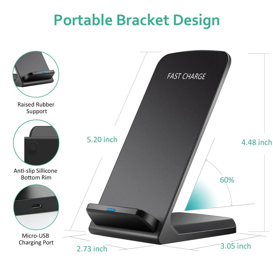 Mobile phone Qi Wireless Fast Charger Charging Pad Stand Dock For Galaxy Phone