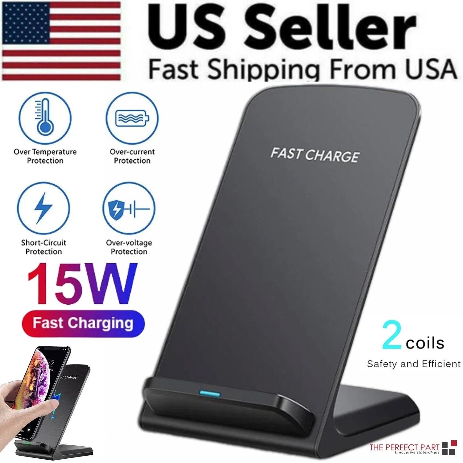 Mobile phone Qi Wireless Fast Charger Charging Pad Stand Dock For Galaxy Phone