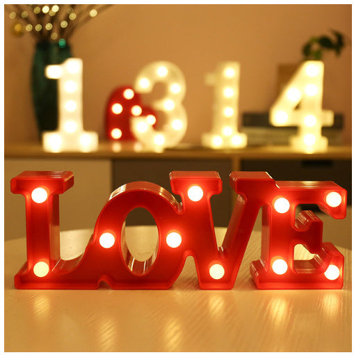 Luminous LED Letter Number Night Light English Alphabet Number Battery Lamp Romantic Wedding Christmas Party Decoration