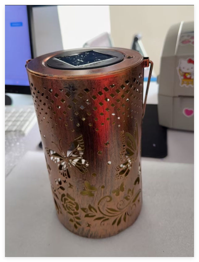 Iron Solar Lantern Butterfly Lamp Lawn Projection