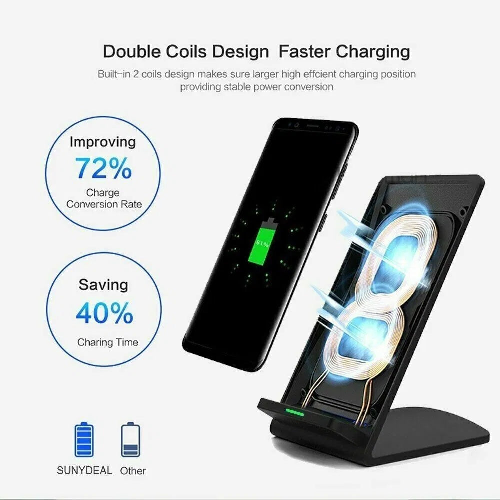 Mobile phone Qi Wireless Fast Charger Charging Pad Stand Dock For Galaxy Phone